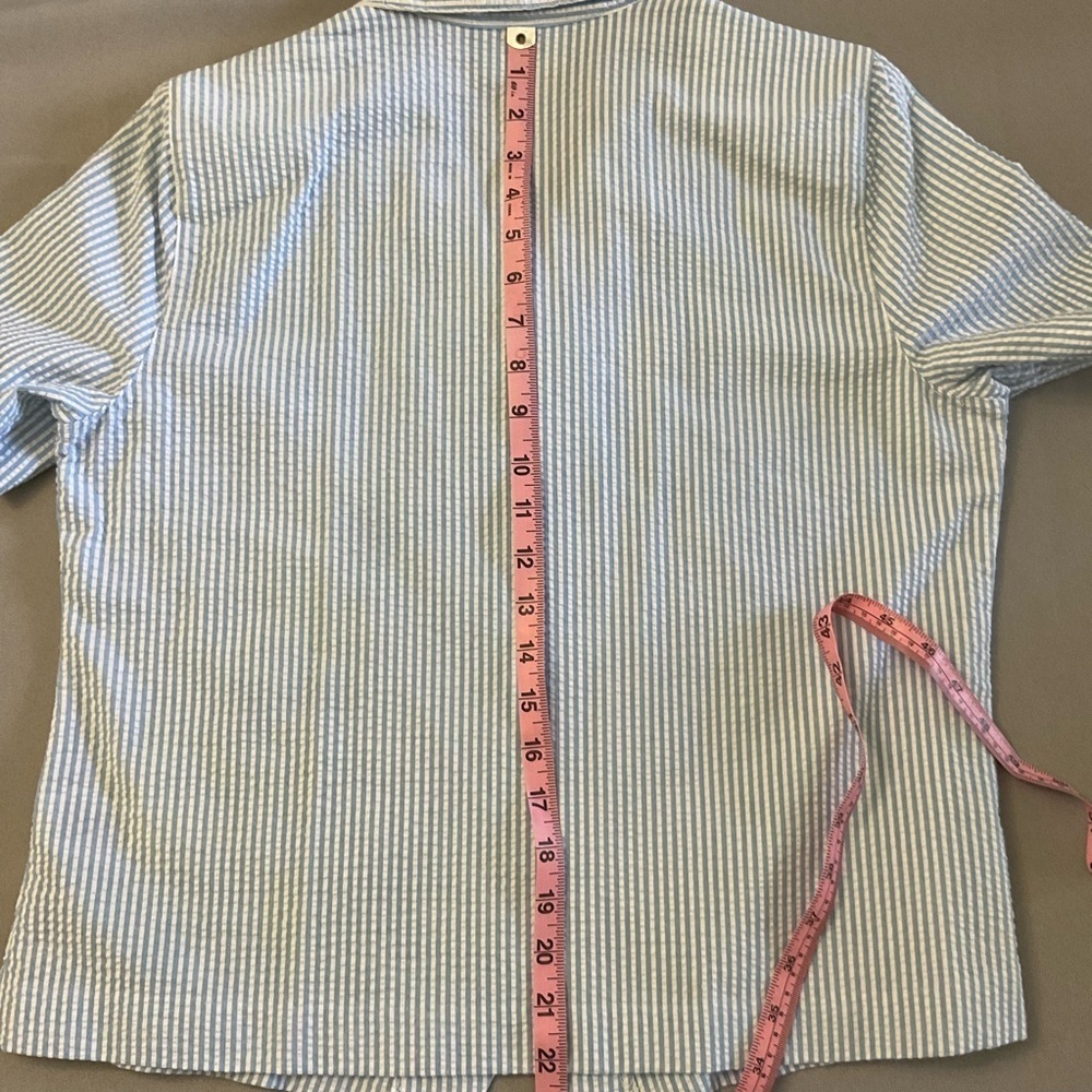 Vtg Alfred Dunner Capri Set Blue/White Stripe Seersucker Grandmacore Size 10P - Picture 11 of 16